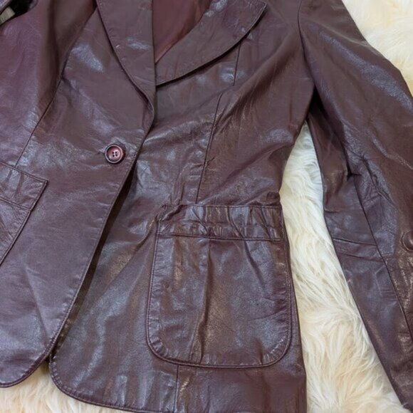 Gassy Jack Gabriel Levy Vintage 70's Maroon Oxblood Leather Blazer Jacket - Picture 6 of 13